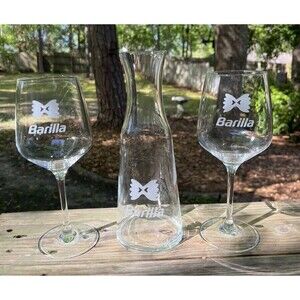 Barilla Pasta Wine Carafe & Glasses Set by Rona in Foam Padded Case